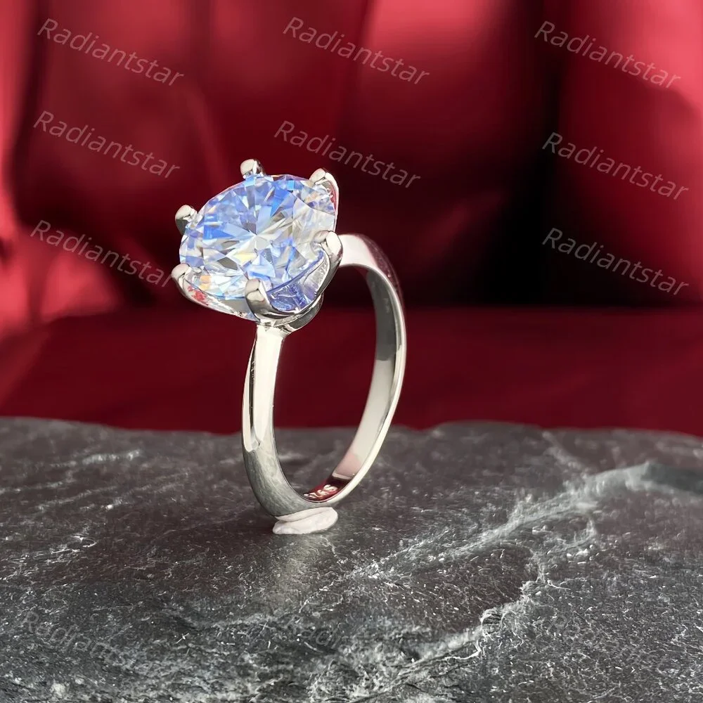 NEW Certified 5 ct. t.w. Royal Blue Moissanite Solitaire 6 Prong Ring